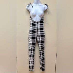Black and White Plaid Overall